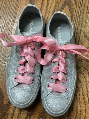 NWOT Silver Glitter Converse All Star Low-top Sneakers